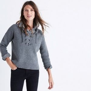 Lace-up pullover grey sweater